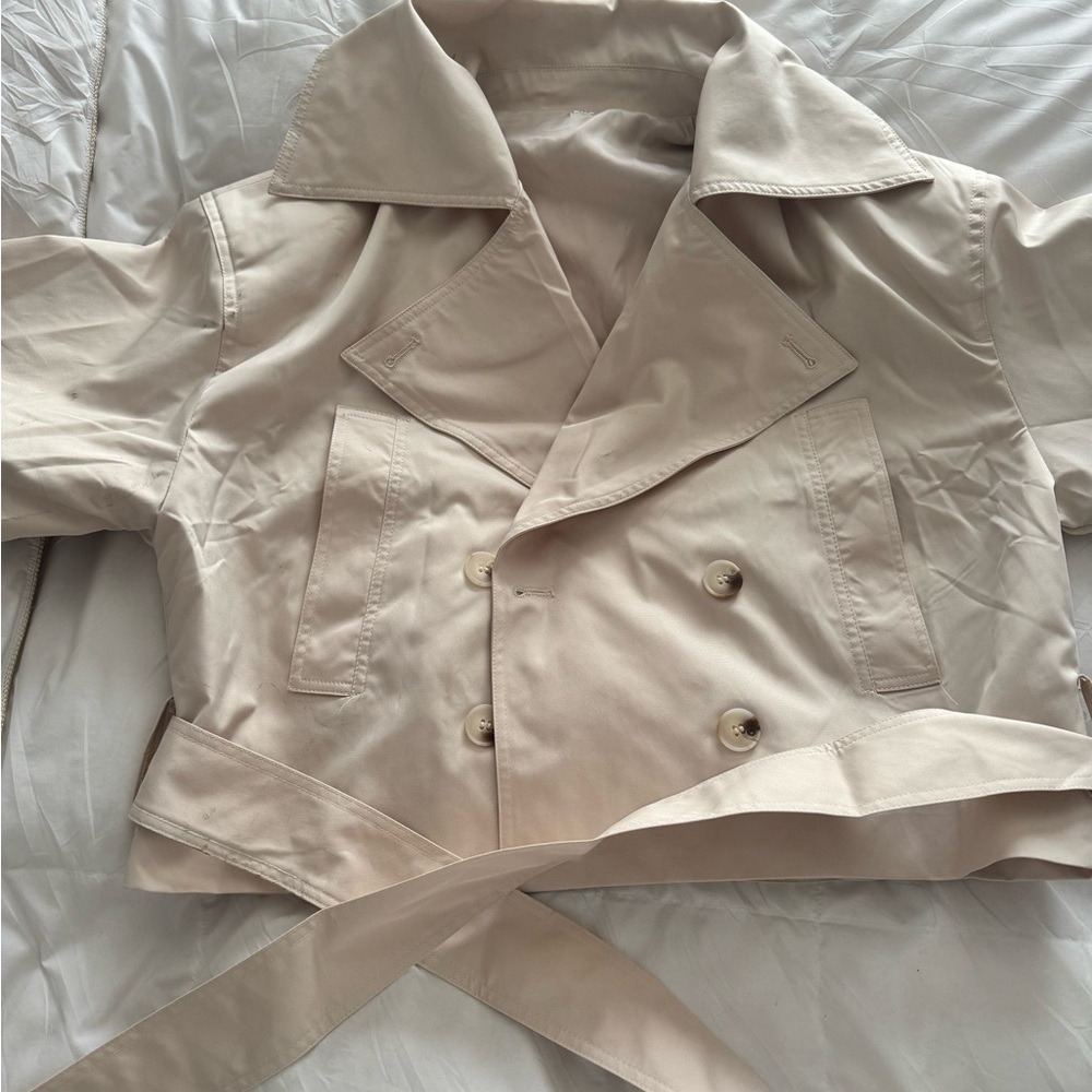 Beige Double-Breasted Trench Coat